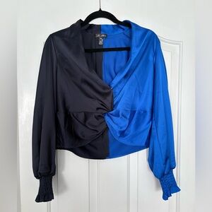 Aqua Two-Tone Black and Blue Women's Top